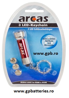 Arcas Germania lanterna breloc 3xAG13 ARC-3LED-Keychain